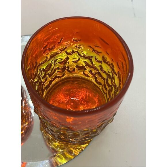 VTG Ryukyu 3 Pc Handblown Glass Ombre Low Ball Tumbler Amberina (Glows) 3 1/2" - Picture 11 of 15
